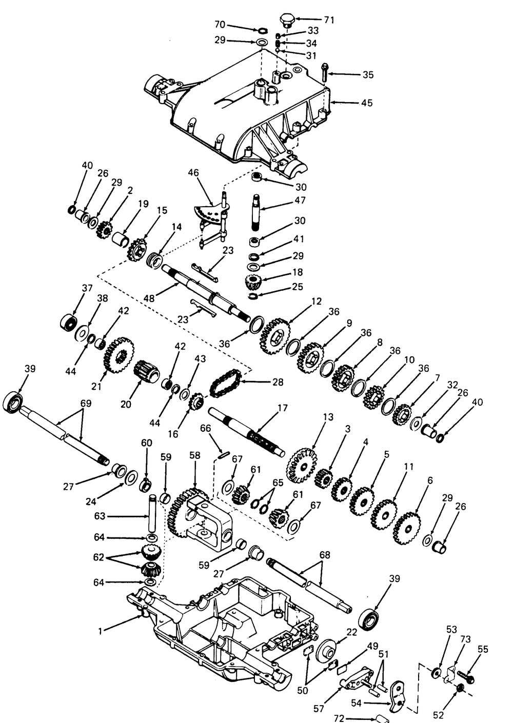Transaxle Diagram and Parts List for 1105 0350039U-135292100-135292399-136292100 Cub Cadet Lawn Tractor